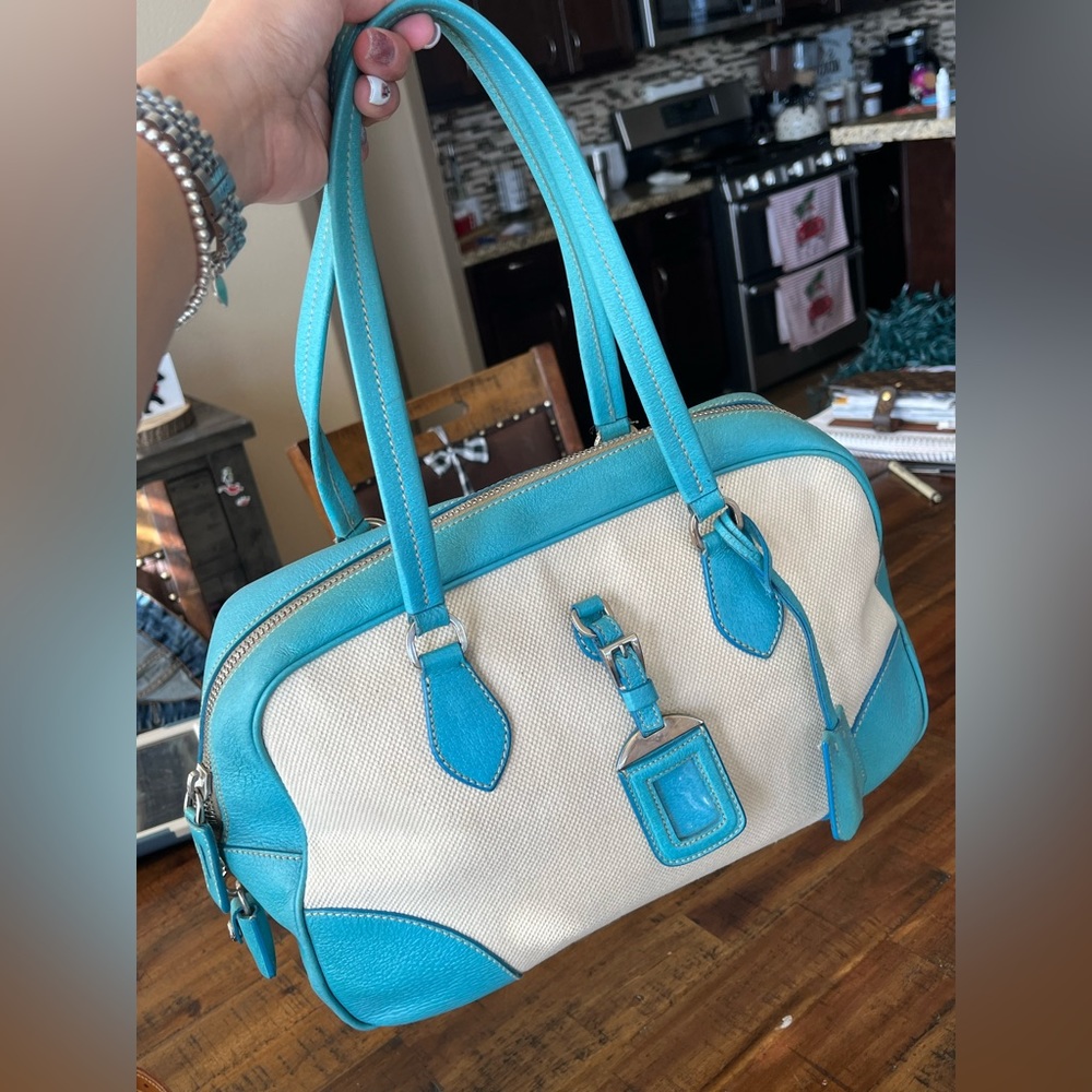 Prada Leather Nappa Light Blue Shoulder Bag